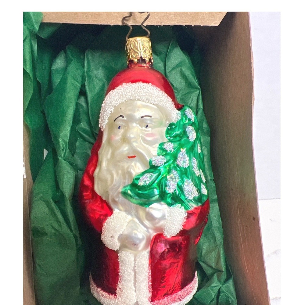 Old World Christmas Santa With Tree Mouth Blown Glass Ornament Inge-Glas NIB